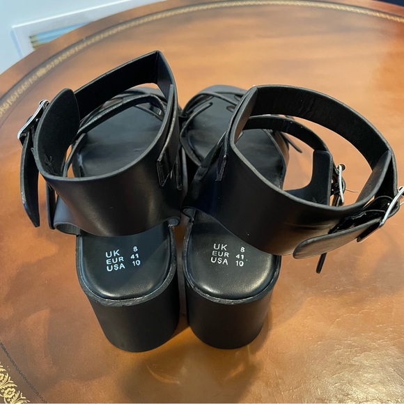 Black Chunky Platform Strappy Band Sandals size 10 - Picture 3 of 7